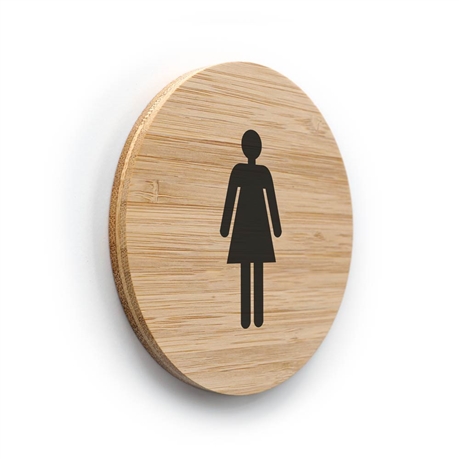 Plaque de porte en bambou toilettes femmes - Direct Signalétique