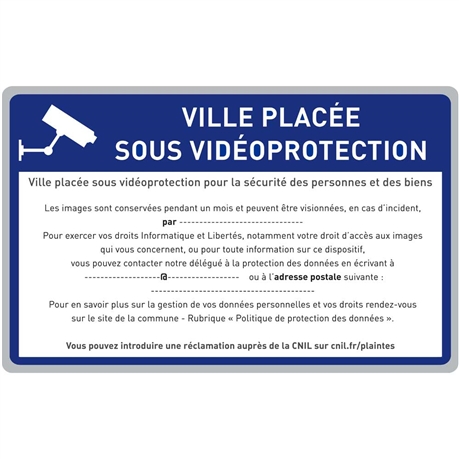 Panneau d'information vidéosurveillance conforme RGPD CNIL