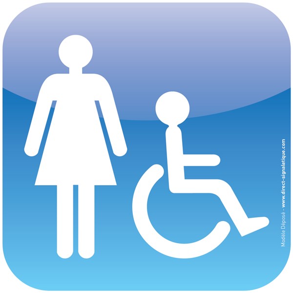 fauteuil roulant toilettes pictogramme Kerafactum Panneau de WC pour handicaps porte rond en acier inoxydable mat brillant chauffeur avertissement toilette plaque signalisation 