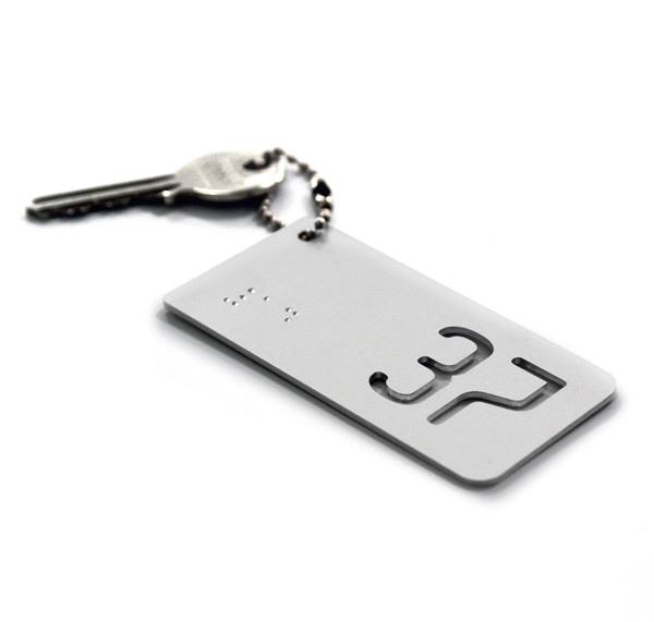 Porte clé aluminium gris haute qualité personnalisé avec vot