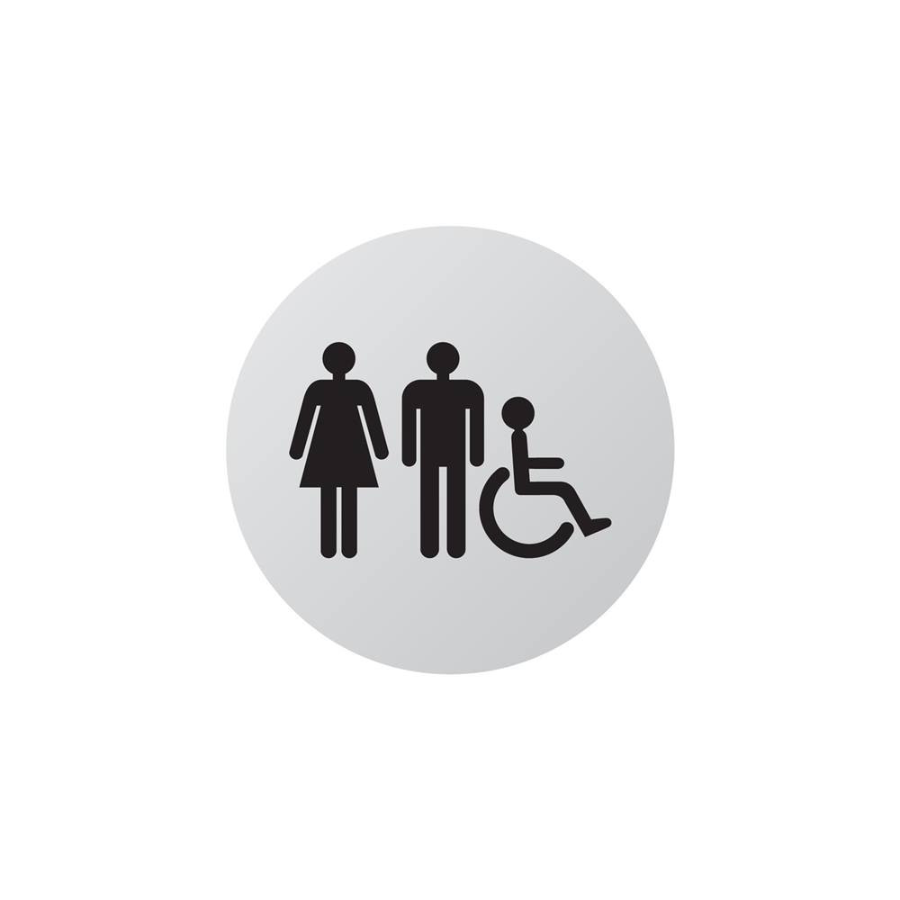 Signalétique Toilettes 20 DECOHO Pictogramme plexi Toilettes Trio Hommes/Femmes handicapés PMR Blanc