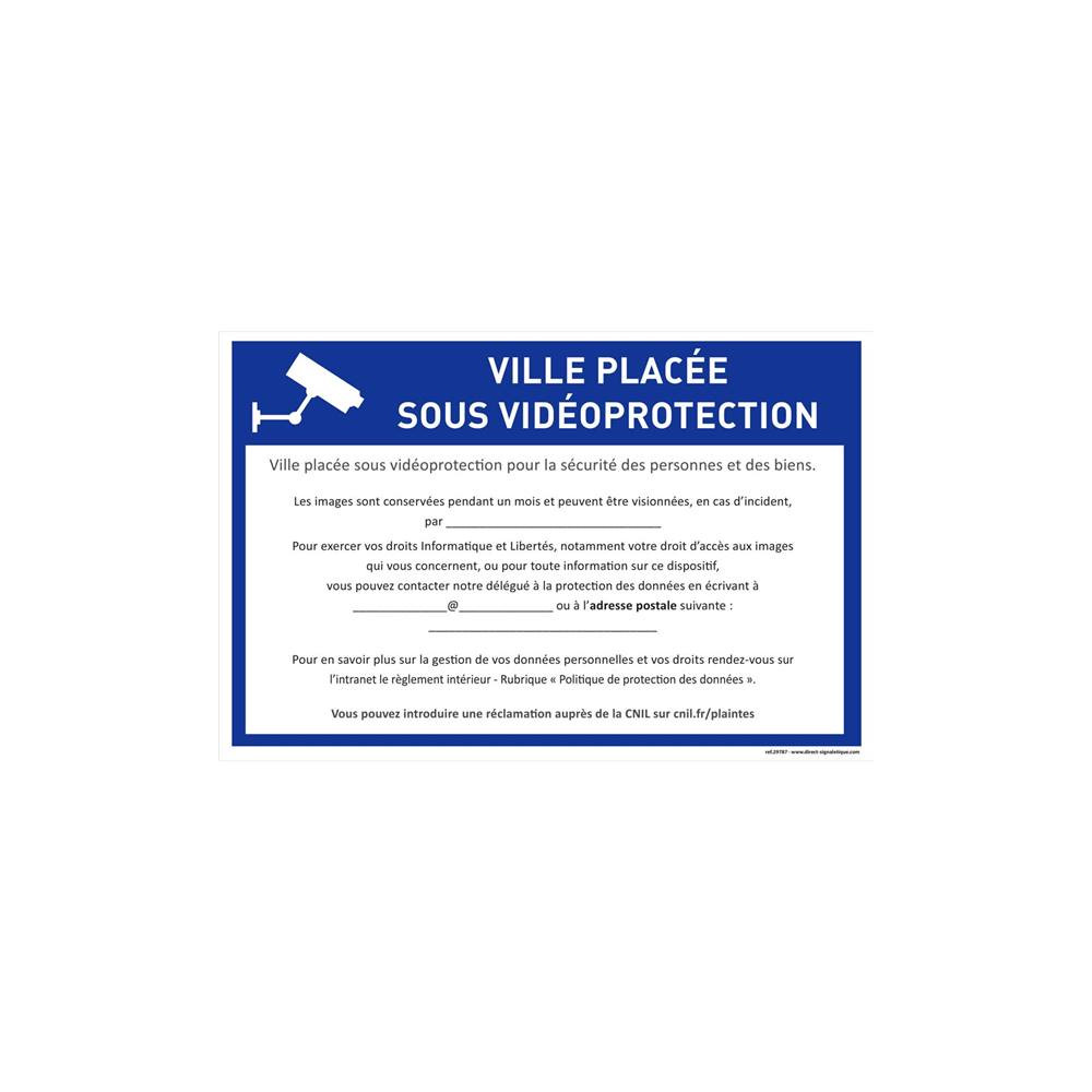 Panneau Attention site sous vidéoprotection avec pictogramme - Rigide  330x120mm - Novap