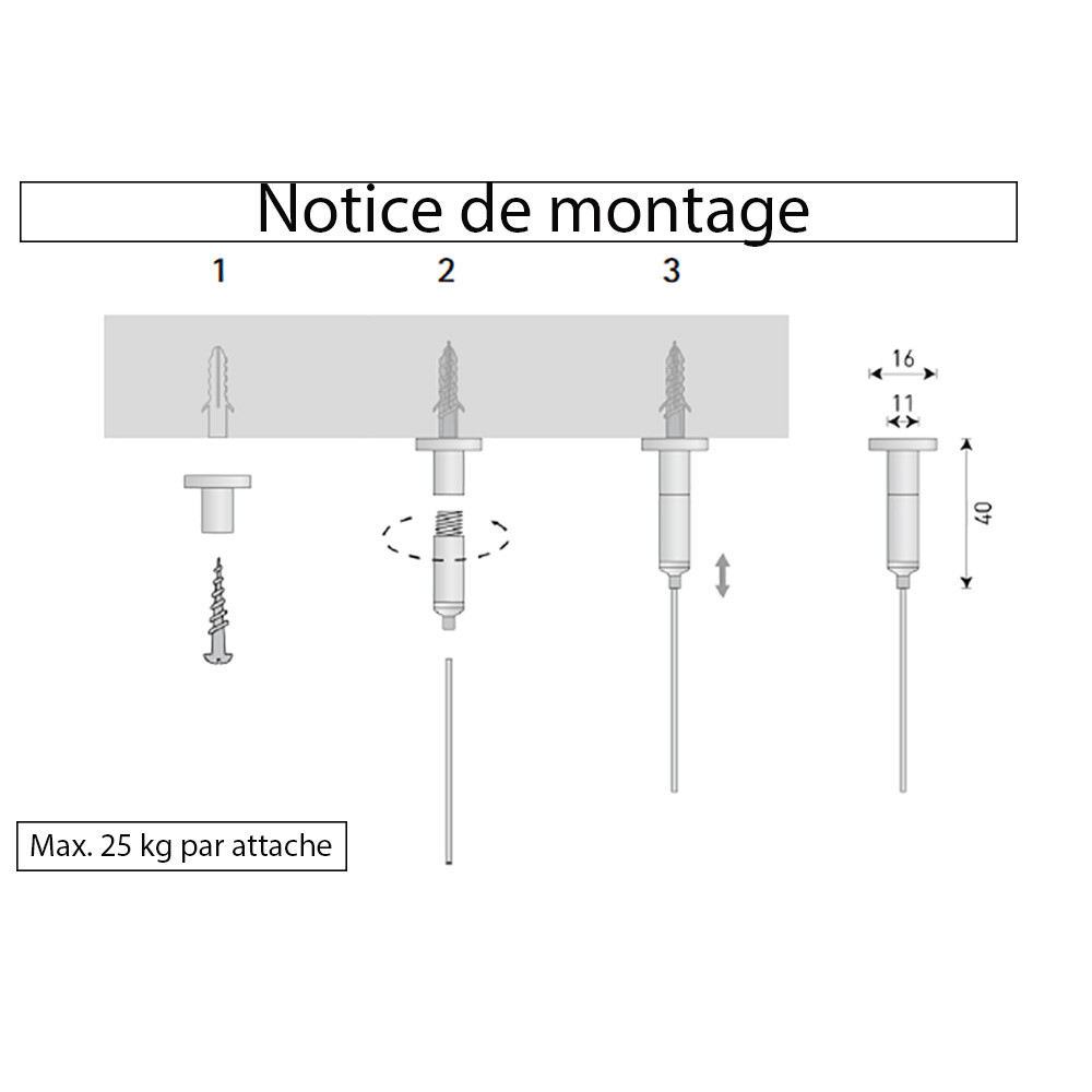 Lot de 50 Supports Muraux Blancs 8 mm Accroche Câble Fixation Murale Clou