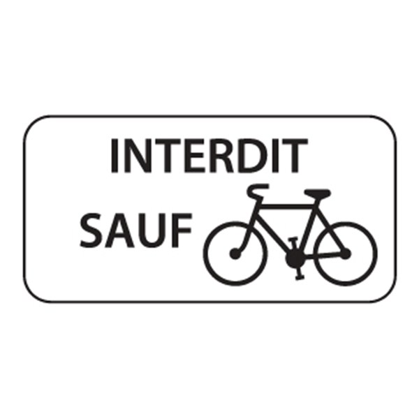 Panonceau Interdit Sauf vélos, M9v1 - Direct Signalétique