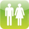 Plaque de porte Icone® - Toilettes Hommes Femmes - 120 x 120 mm