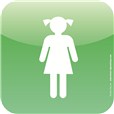 Plaque de porte Icone® - Toilettes filles - 120 x 120 mm