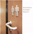 Pictogramme toilettes filles découpé en aluminium brossé - H 70 mm