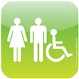 Plaque de porte Icone® - Toilettes Handicapés Hommes Femmes - 120 x 120 mm
