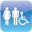 Plaque de porte Icone® - Toilettes Handicapés Hommes Femmes - 120 x 120 mm