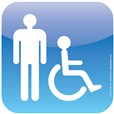 Plaque de porte Icone® - Toilettes Handicapés Hommes - 120 x 120 mm