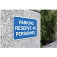 Panneau Parking Réservé au Personnel - Fond bleu - H 250 x L 400 mm