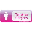 Plaque de porte Toilettes Garçons Text´icone® - H 60 x L 160 mm