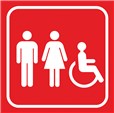 Picto gravé Toilettes homme/femme  handicapés - 100 x 100 mm - Gamme Couleur