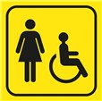 Picto gravé Toilettes femmes handicapées - 100 x 100 mm - Gamme Couleur
