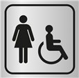 Picto gravé Toilettes femmes handicapées  - 100 x 100 mm - Gamme Métal
