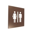 Plaque de porte picto relief - Toilettes hommes/femmes - 120 x 120 mm