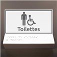 Support tactile en braille - Toilettes Hommes Handicapés