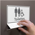 Support tactile en braille - Toilettes Mixtes PMR