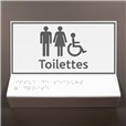 Support tactile en braille - Toilettes Mixtes PMR