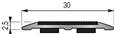 Profil plat en aluminium anodisé - Long 3000 x Larg 30  mm - Intérieur / Extérieur
