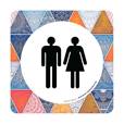 Plaque de porte Toilettes Hommes et Femmes - 150 x 150 mm - PVC de 2 mm imprimé - Gamme Mosaïque®