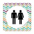 Plaque de porte Toilettes Hommes et Femmes - 150 x 150 mm - PVC de 2 mm imprimé - Gamme Mosaïque®
