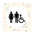 Plaque de porte Toilettes Hommes, Femmes et PMR - 150 x 150 mm - PVC de 2 mm imprimé - Gamme Mosaïque®