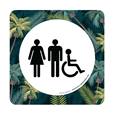 Plaque de porte Toilettes Hommes, Femmes et PMR - 150 x 150 mm - PVC de 2 mm imprimé - Gamme Mosaïque®