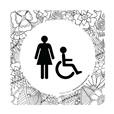 Plaque de porte Toilettes Femmes et PMR - 150 x 150 mm - PVC de 2 mm imprimé - Gamme Mosaïque®