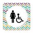 Plaque de porte Toilettes Femmes et PMR - 150 x 150 mm - PVC de 2 mm imprimé - Gamme Mosaïque®