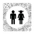 Plaque de porte Toilettes Garçons et Filles - 150 x 150 mm - PVC de 2 mm imprimé - Gamme Mosaïque®