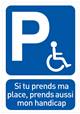 Papier autocollant dissuasif places handicapées à coller sur les vitres de voiture - H 150 x L 105 mm