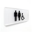 Plaque de Porte Pop Art® en plexi - Toilette Mixtes handicapés - Relief - H70 x L170 mm