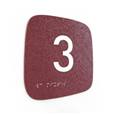 Plaque de porte Touchy® Square - Chiffre 3 - 120 x 120 mm - Relief et braille