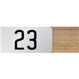 Signalétique avec Numéro Imprimé sur Bois et Aluminium - Gamme Wood® Dimension H 50 x L 151 mm