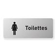 Plaque de porte aluminium Picto et Texte Toilettes Femmes - H 100 x L 250 mm - Gamme Bross
