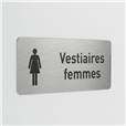 Plaque de porte aluminium Picto et Texte Toilettes Femmes - H 100 x L 250 mm - Gamme Bross