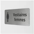 Plaque de porte aluminium Picto et Texte Toilettes Hommes et Femmes - H 100 x L 250 mm - Gamme Bross