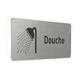 Plaque de porte aluminium Picto et Texte Douche - H 100 x L 250 mm - Gamme Bross