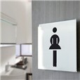Pictogramme verre trempé - Toilettes Femmes - 150 x 150 mm - Gamme Glass