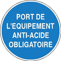 Port de l´équipement anti-acide obligatoire - STF 2330S