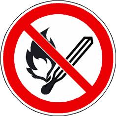 Panneau Flammes Nues interdites ISO 7010 - P003