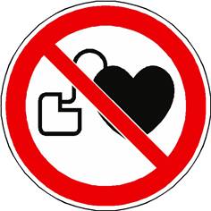 Panneau Interdiction d´entrée aux porteurs d´un stimulateur cardiaque ISO 7010 - P007