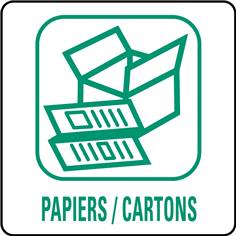 Panneaux déchetterie - Papiers / Cartons - 350 x 350 mm