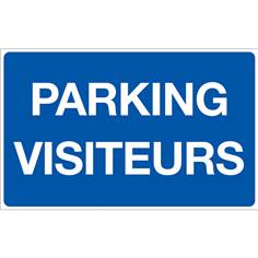Panneau Parking Visiteurs - Fond bleu - H 250 x L 400 mm