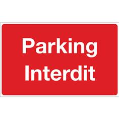 Panneau Parking Interdit  - Fond rouge - H 250 x L 400 mm