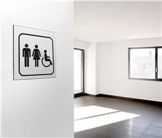 Picto gravé Toilettes hommes/femmes handicapés  - 100 x 100 mm - Gamme Métal