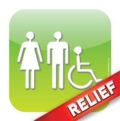 Plaque de porte Relief´Icone® - Toilettes Handicapés Hommes Femmes