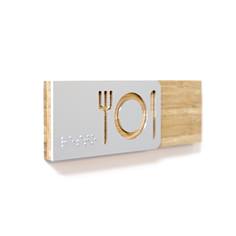Picto Salle de Restaurant Bois et Alu - Gamme Wood® Dimension H 50 x L 148.5 mm Matière Alu & Bambou