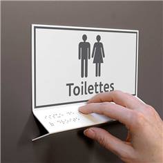 Support tactile en braille - Toilettes Hommes et Femmes